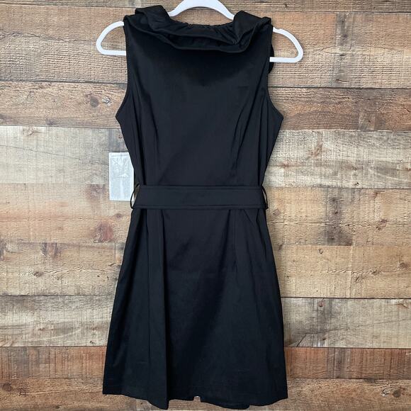 Samuel Dong Sleeveless Zip Front Ruffle Dress Solid Black Size Small NWT - Picture 7 of 9